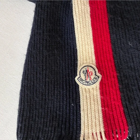 Moncler Black, Red, and Cream Knit Scarf - Picture 2 of 2